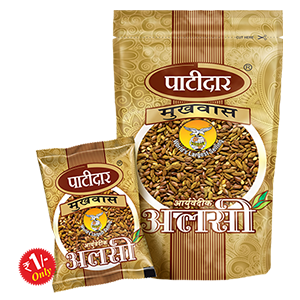 Patidar Alsi mukhwas pack and single-serve pouch